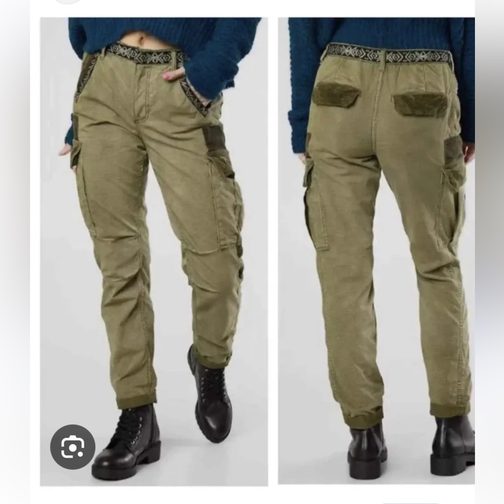 Free People 'Wild Nothing' Mixed Media Trim Embellished Utility Cargo Pants (2)